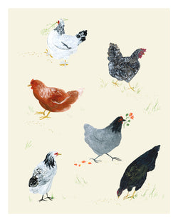 Cottage Chickens Print