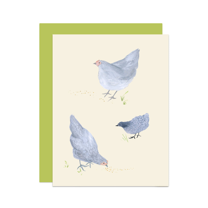 'The Lavender Trio' Cottage Chickens Card