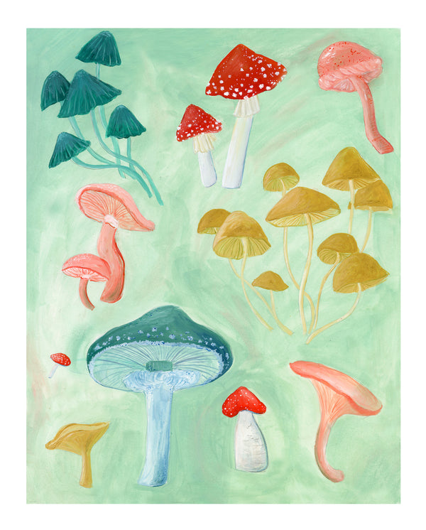 Mushrooms Along the Path Print