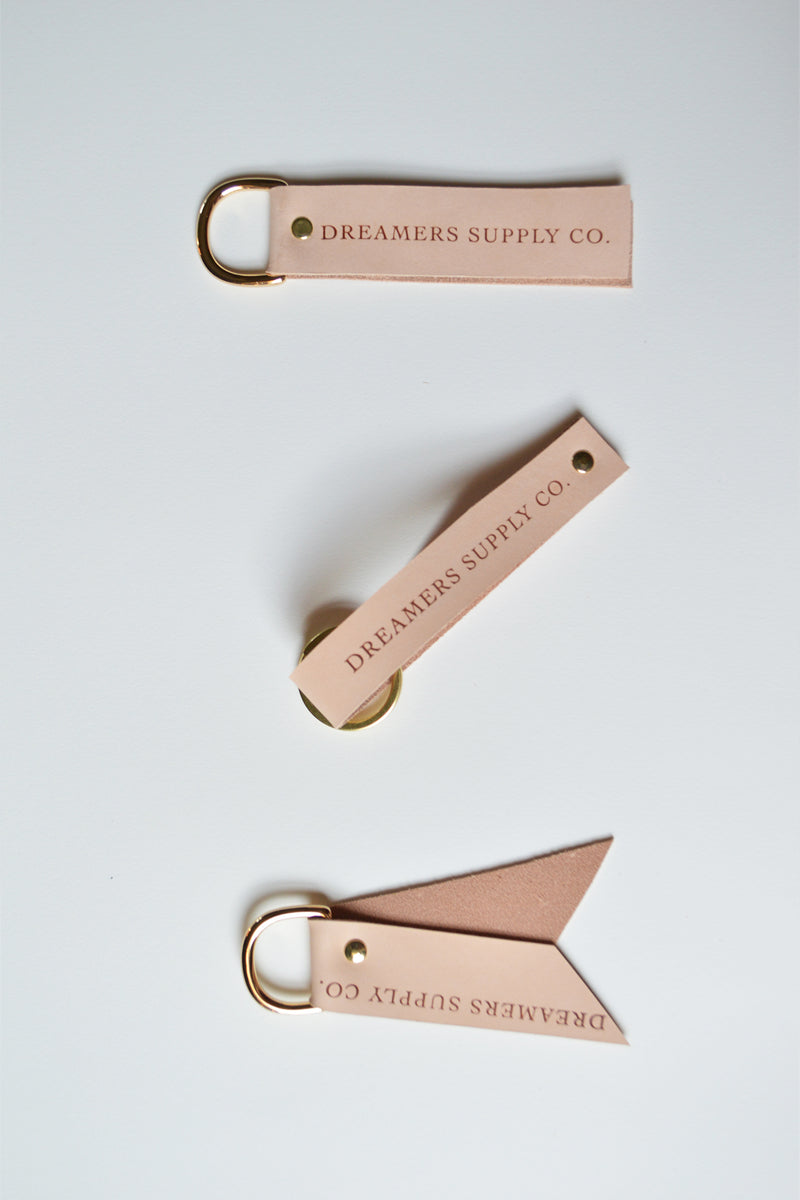 Leather Straight Keychain | Natural