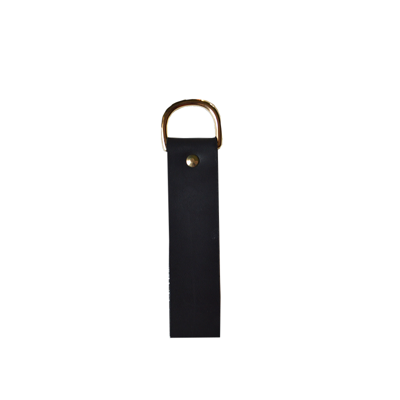 Leather Straight Keychain | Noir