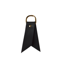 Leather Ribbon Keychain | Noir