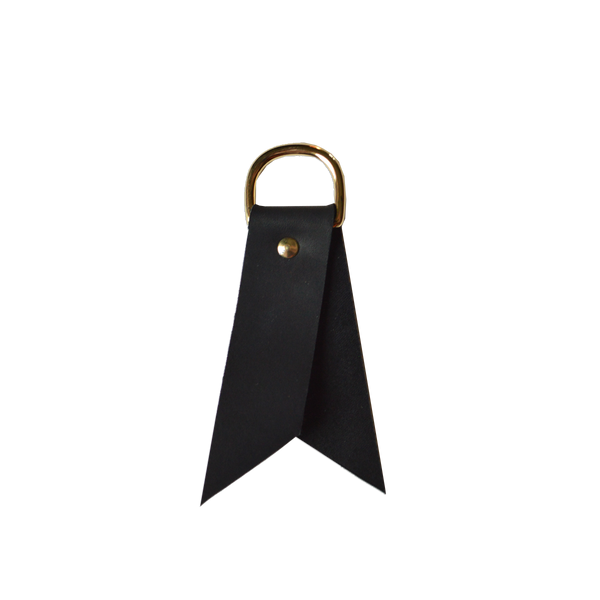 Leather Ribbon Keychain | Noir