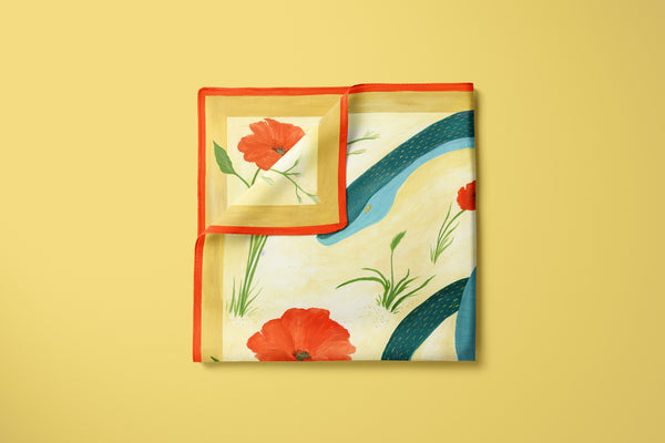 Snake & Wildflowers Silk Scarf