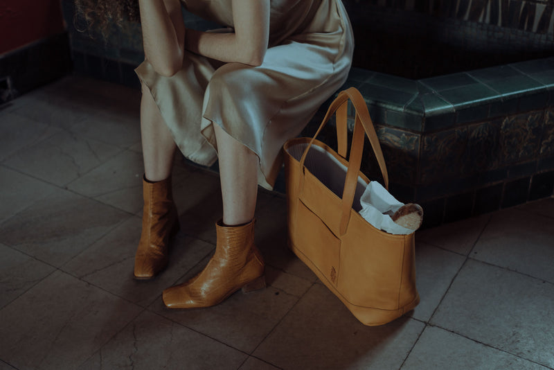 Dreamers Leather Tote | Saffron