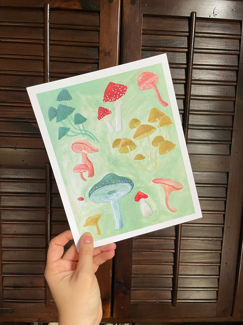 Mushrooms Along the Path Print